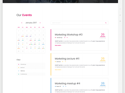 Events calendar on hub:raum site 