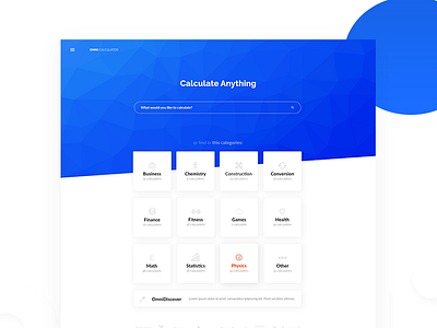 Homepage Omni Calculator UX & UI design flat homepage modern ui ux website