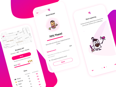 Rubbish - UI & UX Design aplication app clean design illustration map onboarding pink rubbish