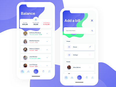 Split a bill - concept WIP add a bill balance bill finance group mobile money people