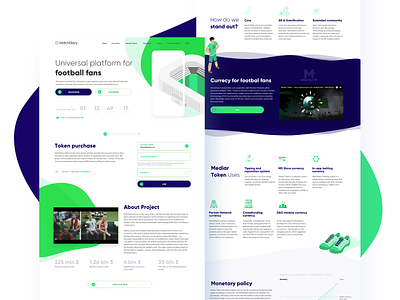 Matchdiary - Universal platform for football fans flat design homepage homepage design landing page concept product sport website ui wave wavy background