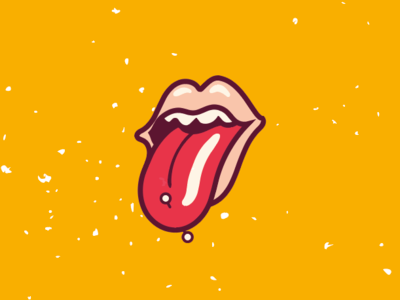 Tongue piercing kiss piercing tongue yellow