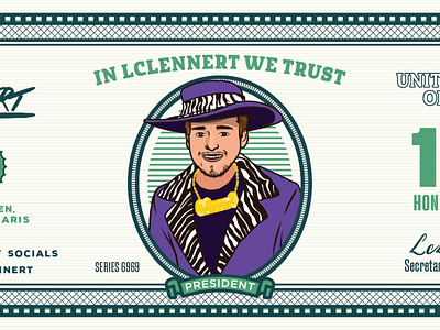 LC LENNERT biljet dollar money pimp president