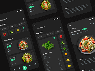 Cooking App UI app cooking app dark mode dribbble exploration food app health app idea inspiration minimal ui user interface website