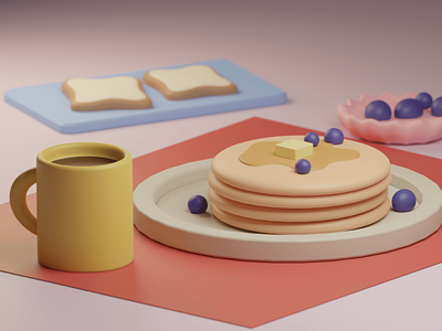 3D Breakfast 3d 3dfood animation blender branding design food graphic design inspiration ui vector