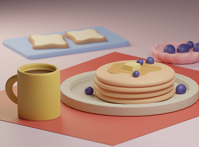 3D Breakfast 3d 3dfood animation blender branding design food graphic design inspiration ui vector