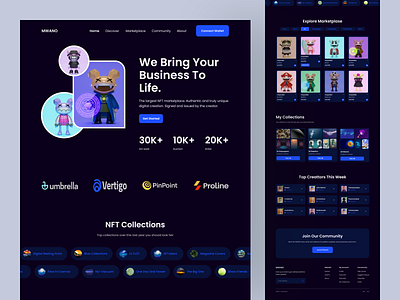 NFT Landing Page 3d animation community crypto design design nft landing page design logo nft nft landing page design product startup ui uiux user experience user interface ux web design website