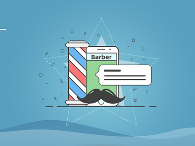 Barber shop app barber illustration post star