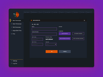 Astrology UI Design Desktop Application