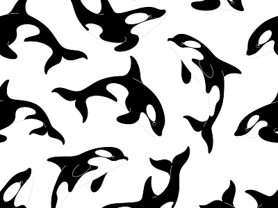 pattern with orca animal animal character cartoon animal character cute design flat design illustration killer whale orca pattern round vector