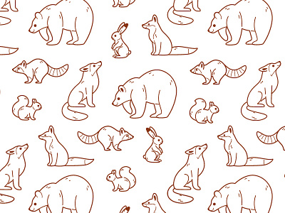 Line pattern with forest animal