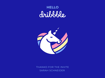 Hello Dribbble! design horse line logo rainbow round round logo unicorn wings