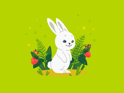 Bunny animal animal character bunny flat design good hare honey honey bunny illustration rabbit strawberry vector