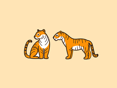 Simple Tiger Character animal animal character cartoon tiger character design flat design flat tiger icon design icon tiger illustration tiger tigris vector wild wild cat