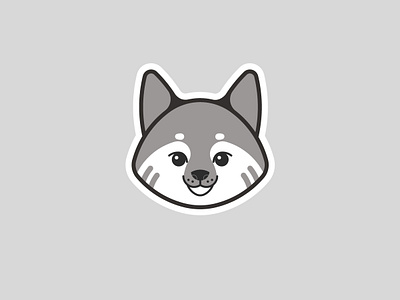 Little wolf logo animal character badge cartoon animal cartoon wolf cub dog flat design gray icon linear mark pup round rounded logo sign simple vector wolf wolf cub wolf logo