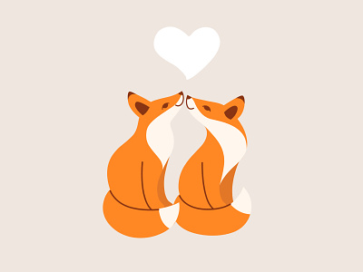 Couple of fox, loving couple. animal animal character cartoon fox character couple flat design fox illustration little fox love lover loving pair two fox vector