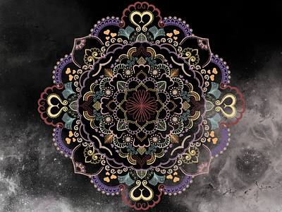 Space Mandala balance bright colorful decor digital art floral galaxy geometric illustration mandala pastel peaceful planet space spiritual star stardust universe wall art