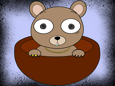 Bear in a Bowl bear cartoon character cup cute decor digital dizzy furry illustration kawaii logo wall art