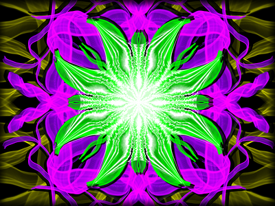 Neon Flower abstract decor digital flower geometry green leaf lily pad nature neon pink smoke symmetry