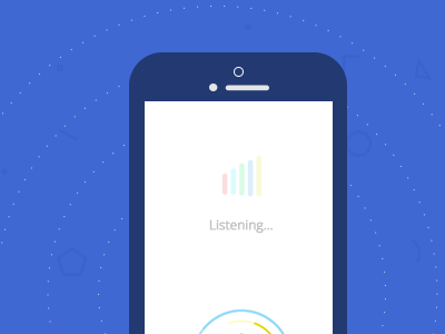 Voice Search app blue dots listen mobile pattern process search violet voice