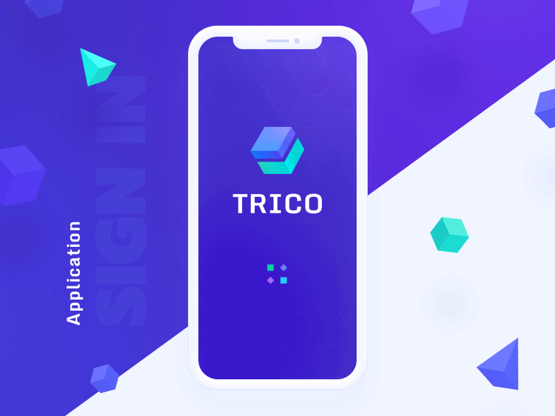 TRICO Application - loading and login screens blockchain crypto cryptocurrency ico website