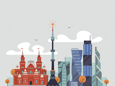 Moscow city flat illustration moscow vector