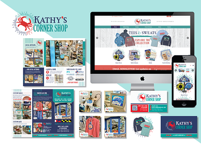 Kathy's Corner Shop Brand Package branding brochure business cards flyer graphic design illustration logo responsive web design vector web design web development