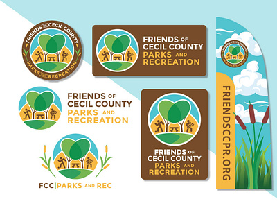 Friends of Cecil County Parks and Recreation Brand Package branding feather flags graphic design illustration logo social media vector