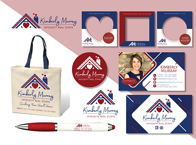 Kimberly Murray Integrity Real Estate branding business cards design graphic design illustration pens print design social media social media templates sticker design tote bags vector