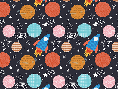 To The Moon Pattern design illustration kidlit pattern