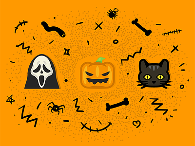 [Illustration] - Halloween Moods Promo askfm emoji halloween icons moods stickers