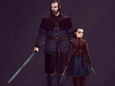 The Hound and Arya Stark 2d 2d art andres art art direction arya stark character design characterdesign draw fanart game of thrones illustration moncayo