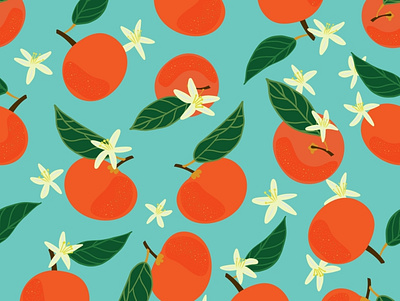 Citrus Pattern Collection- Mandarins botanical branding citrus fruit pattern hand painted illustration logo mandarins pattern vector pattern