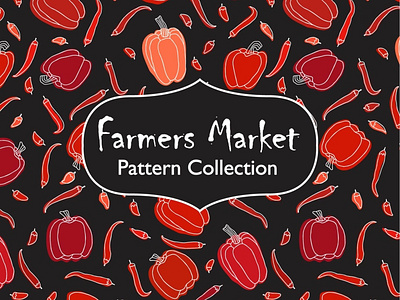 Farmers Market Pattern Collection blackboard botanical branding design fruit hand painted illustration logo pattern product design vector pattern vegetables