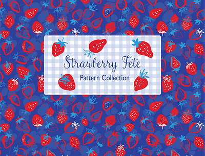 Strawberry Fete Pattern Collection botanical branding fruit hand painted illustration logo pattern seamless summer vector pattern