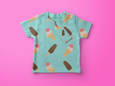 Retro Ice cream gender neutral pattern hand painted ice cream illustration summer summer pattern texture vector pattern