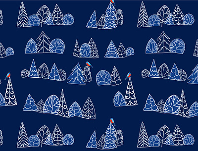Winter Trees pattern christmas christmas tree fabrics gift bags gift wrap stationary trees winter winter scene