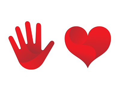 Hand & heart hand heart icons symbol