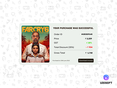 Daily UI #017 - Email reciept bill design daily ui 17 daily ui challenge dailyuichallenge daliyui17 ecommerce email receipt emailreceipt far cry 6 farcry6 game bill game purchase graphic design online purchase pc game pcgames ui