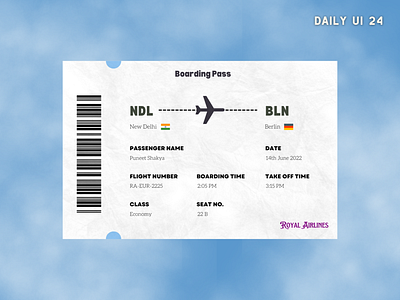 Daily UI #024 - Boarding Pass aeroplane airline airline ticket boarding pass boardingpass canva canva design daily ui 24 daily ui challenge dailyui24 dailyuichallenge design flight flight ticket flightticket graphic design onboarding ticket ticket design ui