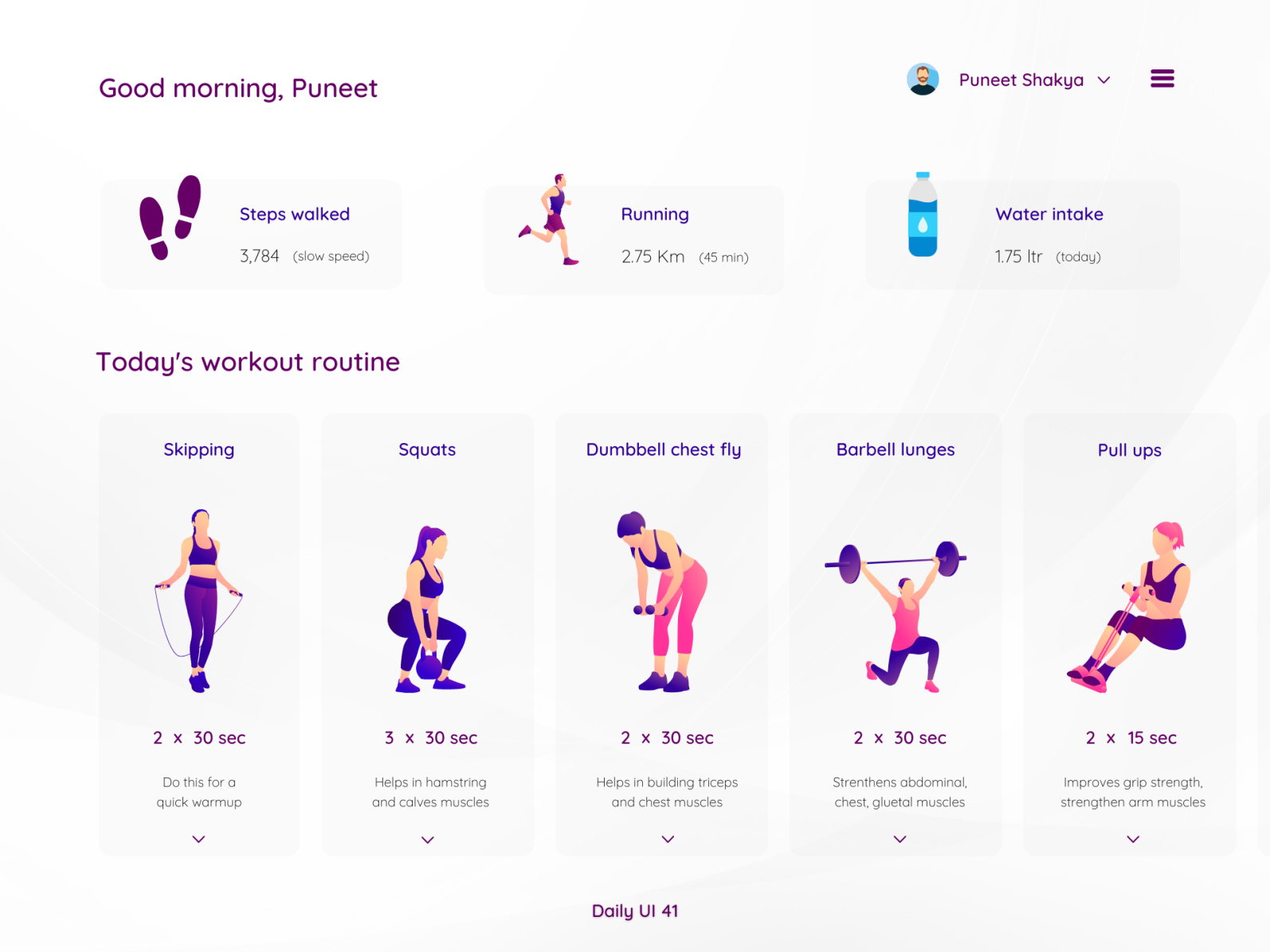 Daily UI #041 - Workout Tracker by Puneet Shakya on Dribbble