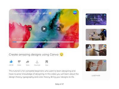 Daily UI #057 - Video Player app ui canva canva design clean ui daily ui 057 daily ui challenge dailyui057 dailyuichallenge graphic design learn lecture streaming tutorial ui video video app video player video tutorial videoplayer web ui