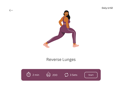 Daily UI #062 - Workout of the day canva canva design clean design clean ui daily ui 062 daily ui challenge dailyui062 dailyuichallenge exercise fitness graphic design gym illustration leg exercise lunges minimilistic reverse lunges ui workout workout of the day