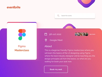 Daily UI #070 - Event Listing book clean design clean ui daily ui 070 daily ui challenge dailyui070 dailyuichallenge event event listing eventbrite events figma graphic design online event reservation seat booking seminar ui webpage design webpage ui