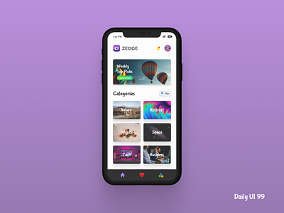 Daily UI #099 - Categories 099 app ui branding categories category clean design clean ui daily ui 099 daily ui challenge dailyui099 dailyuichallenge graphic design logo mobile app pexels ui unsplash wallpaper wallpaper app zedge