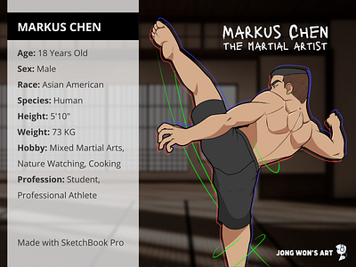 Markus Chen "The Martial Artist" 2d design 2d illustration character character design concept art fight pose martial artist mma pose