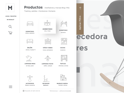 Menu. E-commerce furniture ecommerce furniture layout material menu navigation sidebar store ui ux website