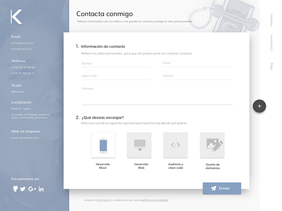 Contact page contact form contact page material design minimalist send ui ux webdesign