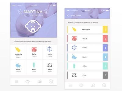 Baby Care, App app baby baby care bebé cute kids newborn tracker ui ux