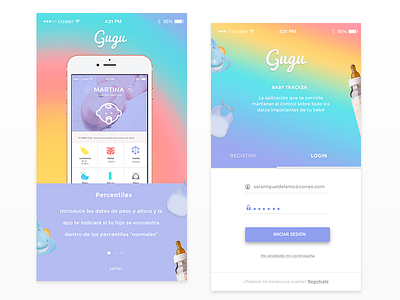 Login & welcome, Baby Care App android app baby bebé cute kids login material newborn ui ux